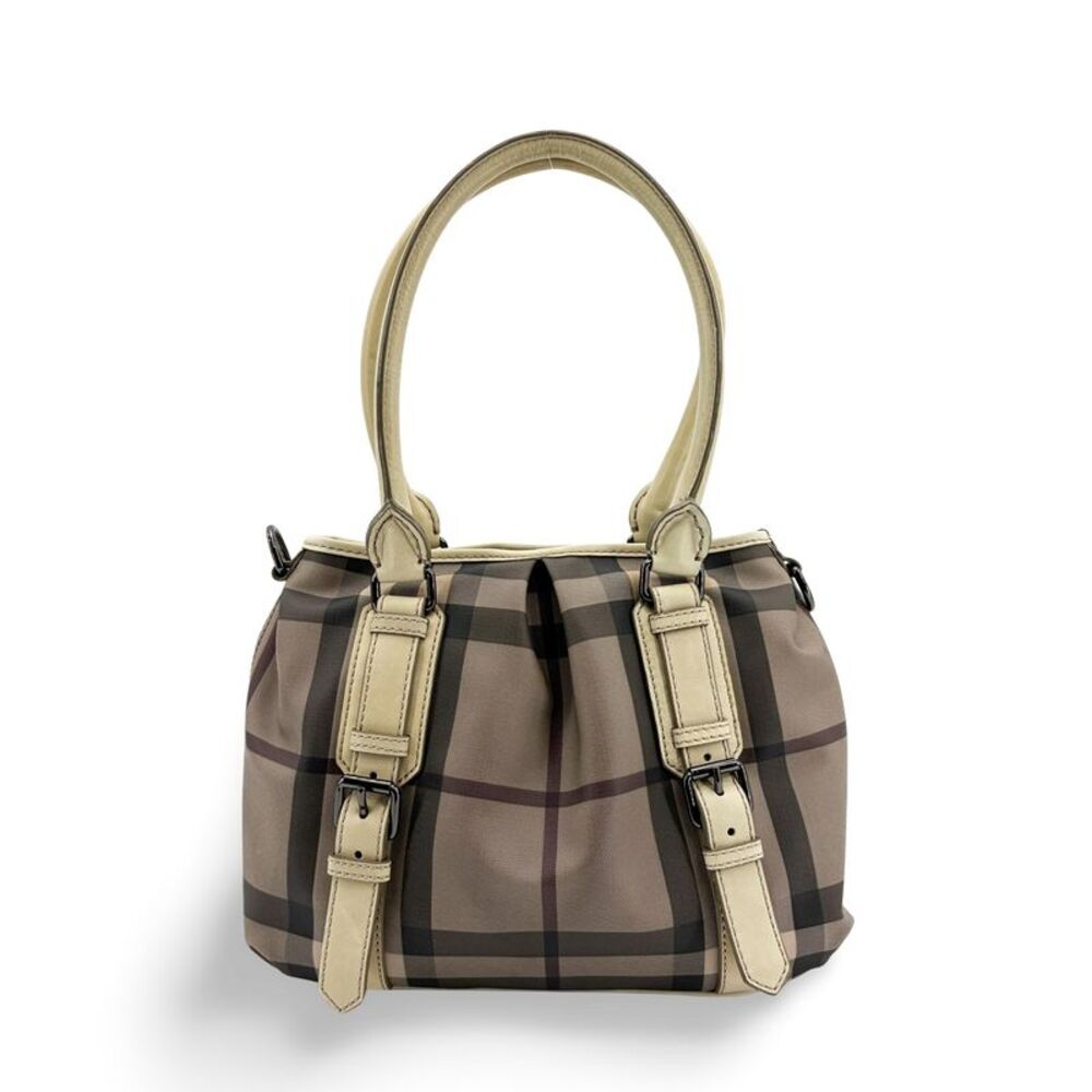 Burberry Manor Quilted Leather Black Canvas Handbag